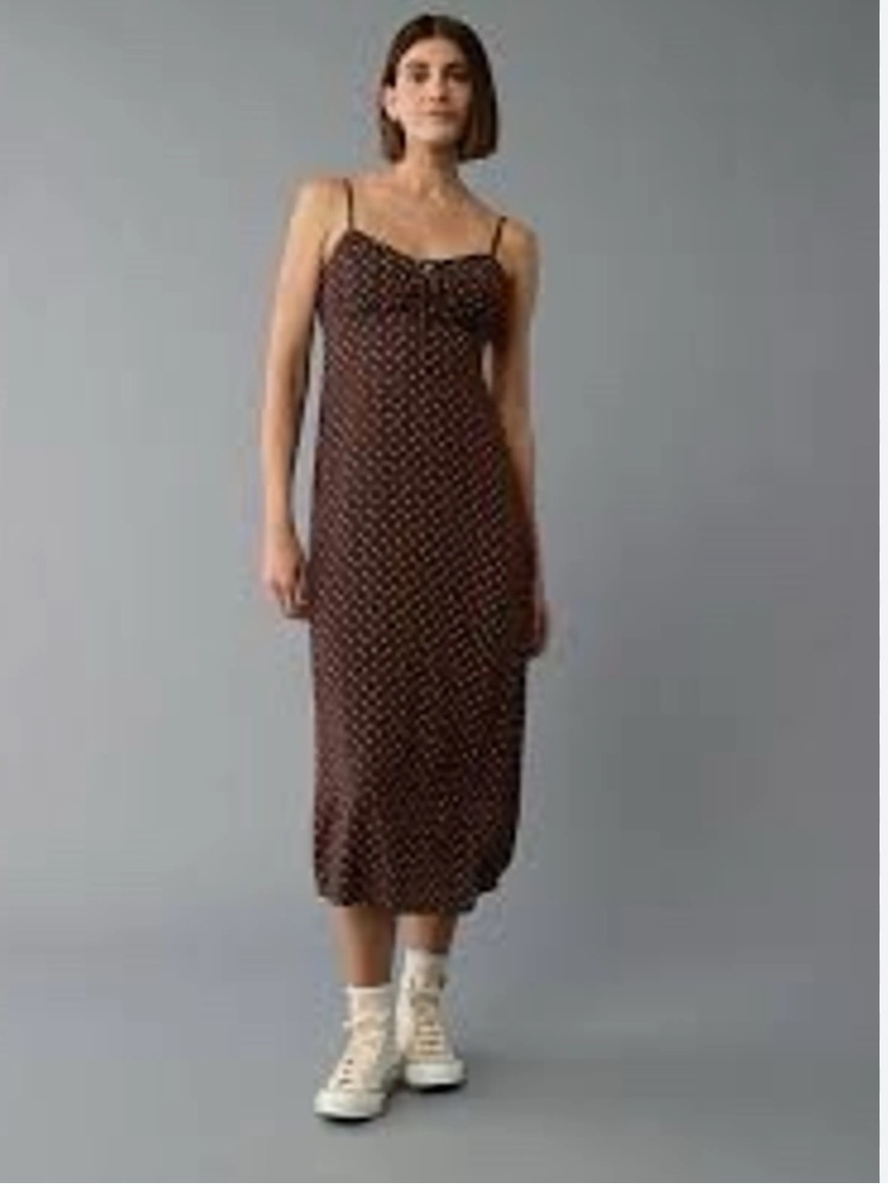 American Eagle Outfitters Brown Polka Dot Slip Dress Size Small